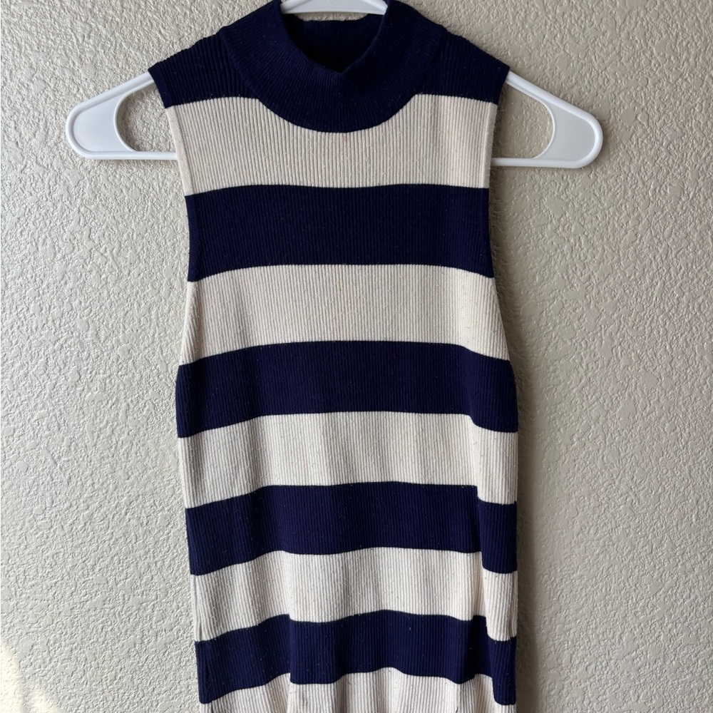 Striped Navy and Cream Tank Top